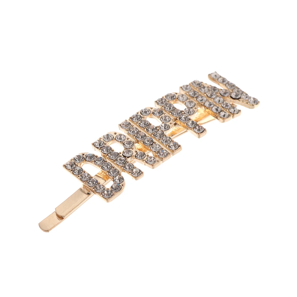 DRIPPIN (Gold) 1 шт. Модный Блестящий кристалл шпильки со стразами GLAM/DRIPPIN буквы заколки для волос заколка аксессуары для укладки волос для женщин девочек - Цвет: DRIPPIN (Gold)