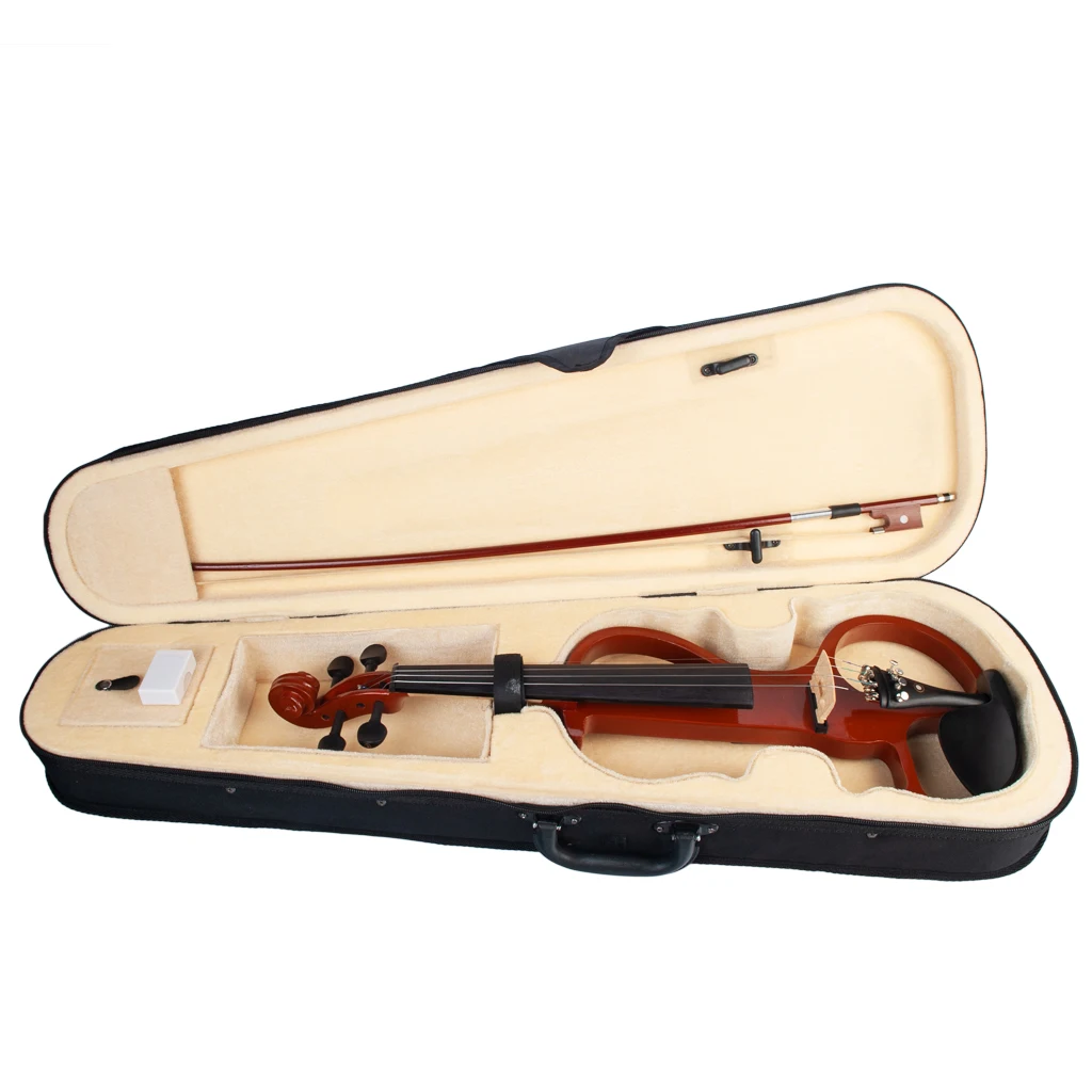 Full Size 4/4 Electronic Silent Violin Set Solidwood For Students Adults Beginners Music Perfomance Training w/ Bow Storage Case enlarge