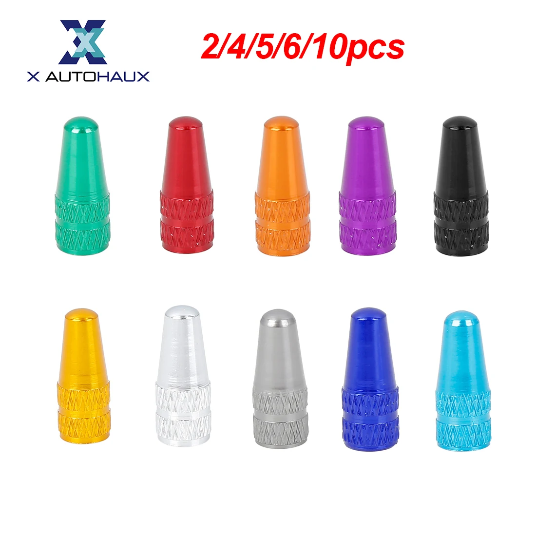 

X Autohaux Universal Bicycle Wheel Plugs Bike Valve Caps Tire Valve Stem Dust Cover Aluminum Alloy Multicolor 2/4/5/6/10pcs