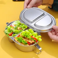 stainless steel bento lunch box kids snack container with 2 compartments 500ml leakproof lunch box for kids adults food storage