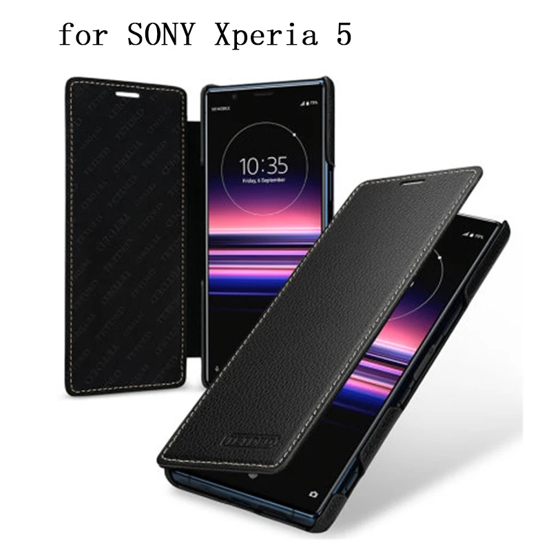 

Деловой чехол-книжка для телефона SONY Xperia 5 из натуральной коровьей кожи, защитный чехол для Sony Xperia5, Роскошный чехол