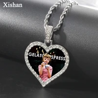 custom made photo medallions necklace pendant with stainless steel chain gold silver color cubic zircon mens hip hop jewelry