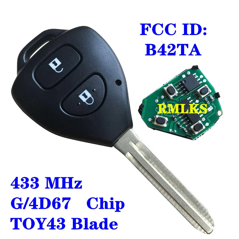 FCC ID: B42TA дистанционный ключ брелок 433 МГц G 4D67 чип для Toyota Hilux Fortuner 2011-2014 Yaris 2008-2014 Innova