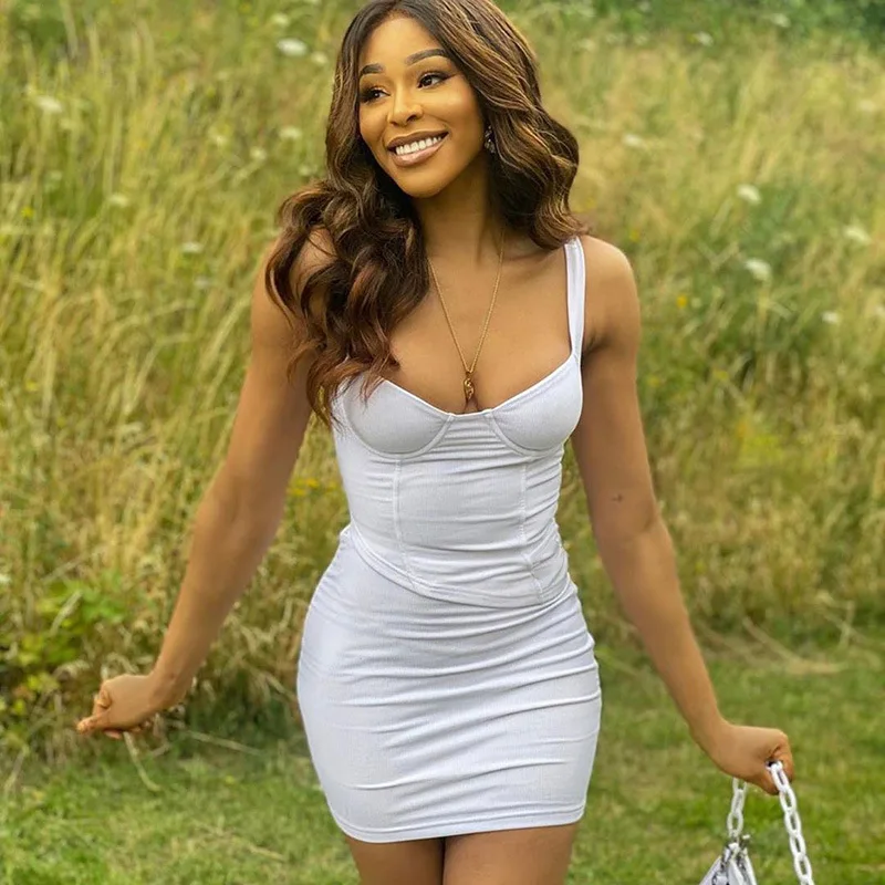 Женский комплект из двух предметов облегающий осенний в рубчик с низким вырезом