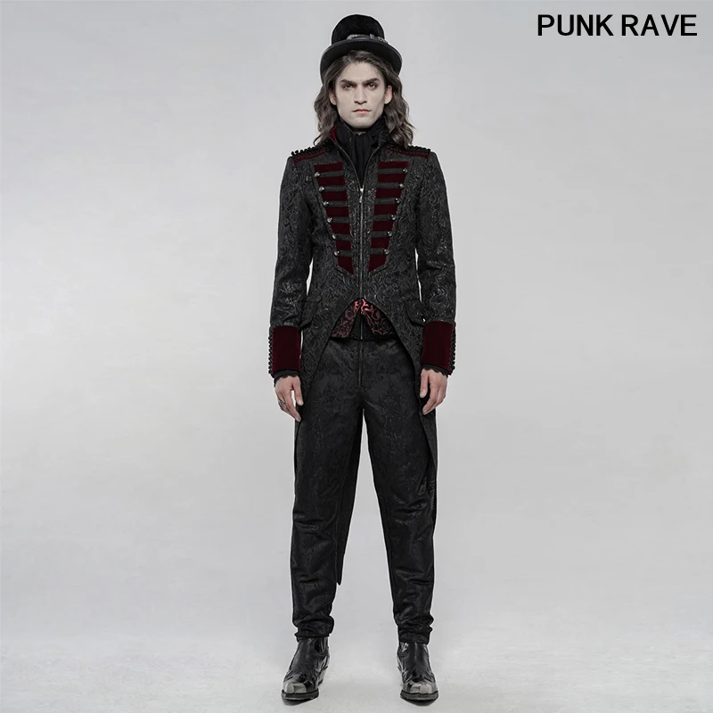 

Gothic slim men Gorgeous jacquard Coat palace double-breasted decoration Dovetail design gentleman jacket PUNK RAVE WY-1233XCM