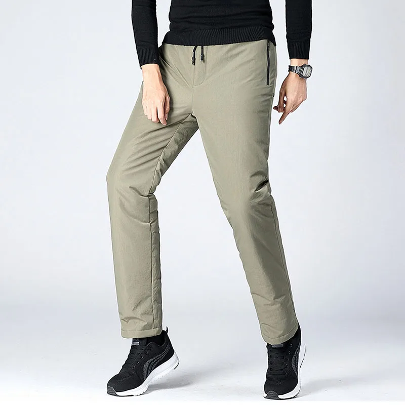 Мужские уличные зимние штаны 4XL на белом утином пуху утепленные свободные