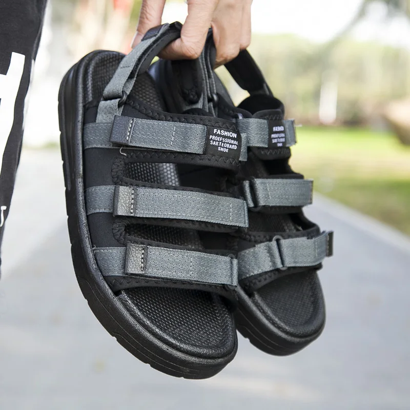 Мужские сандалии с ремешком на щиколотке коричневые дышащие босоножки