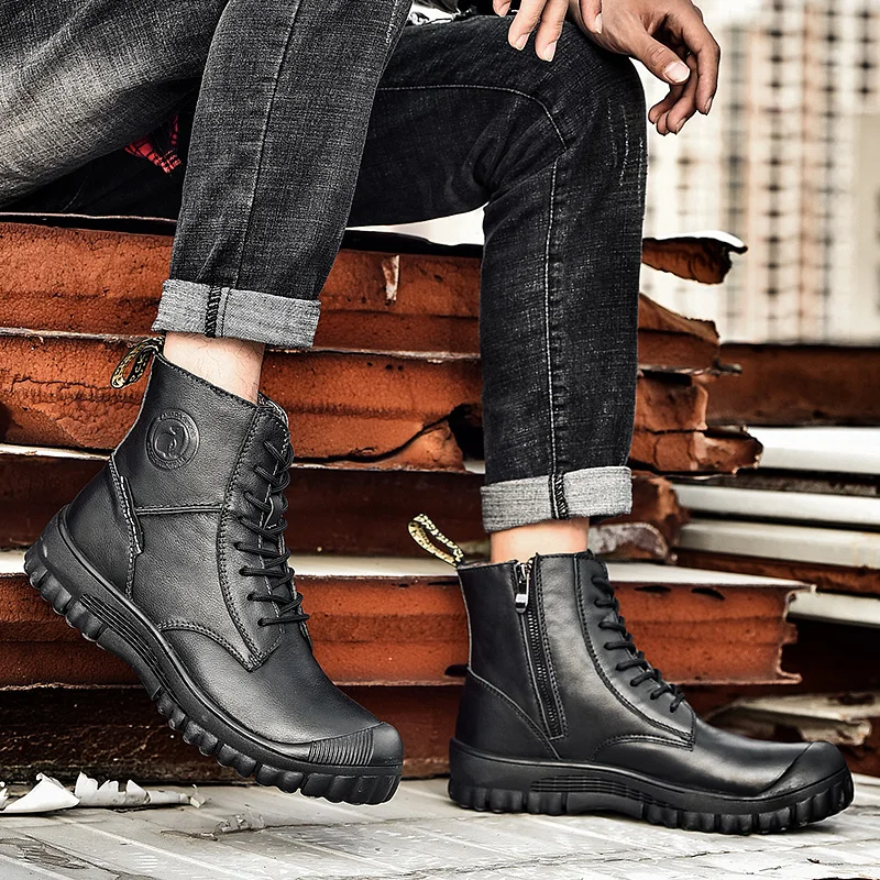 Мужская обувь из натуральной кожи зимняя для снега Повседневные высокие