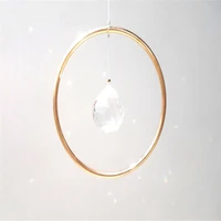 catches suncatcher single circle 8 cm crystal ball 20 mm golden and transparent to hang to illuminate your home