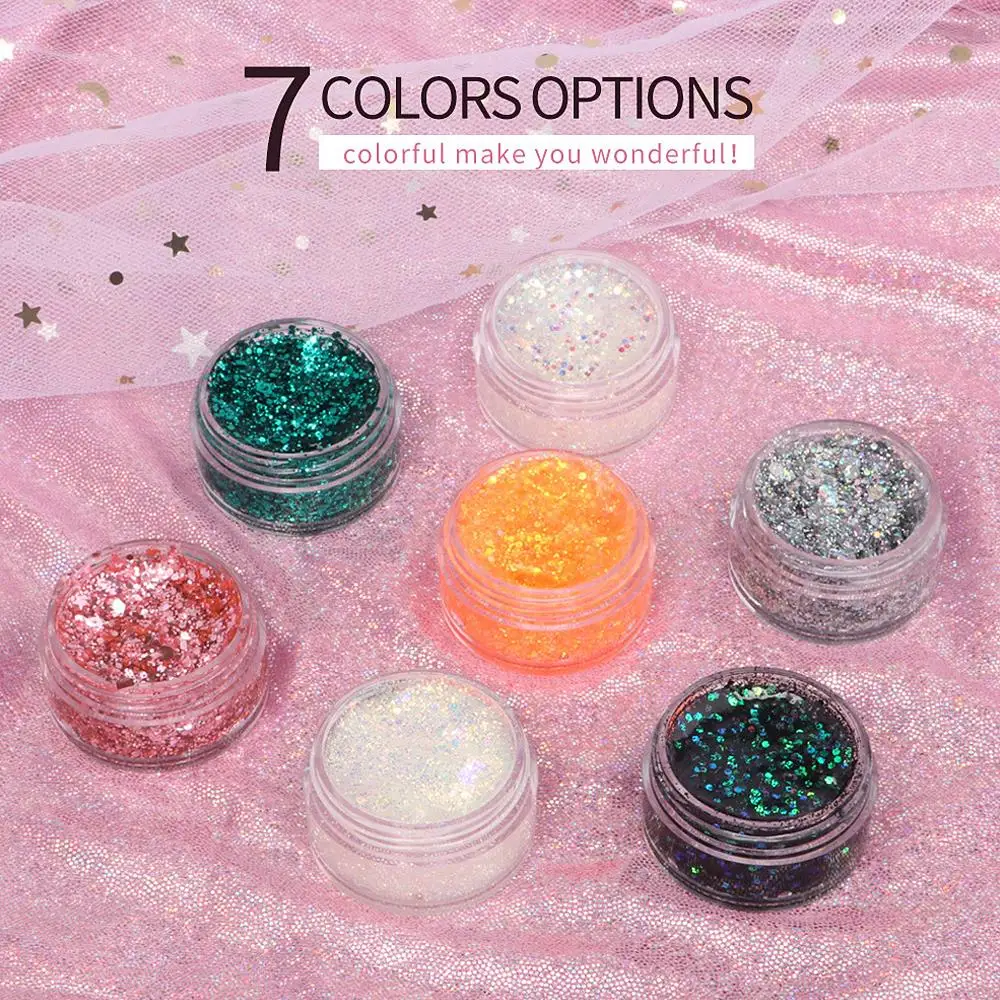 Тени для век губ макияж блестящий порошок хайлайтер 7 цветов гель перламутровый