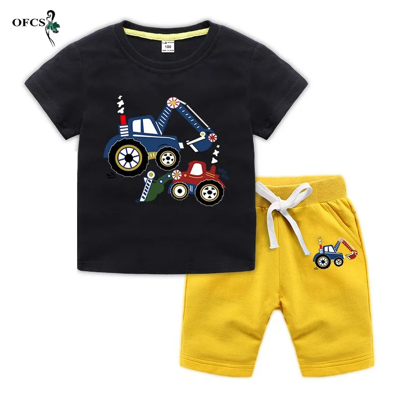 

Summer Children's Clothing For Baby Girl Clothes Cartoon Shorts Suit T-shirt + Beach Shorts Cartoon Pattern Kids Suit 2-12 Years