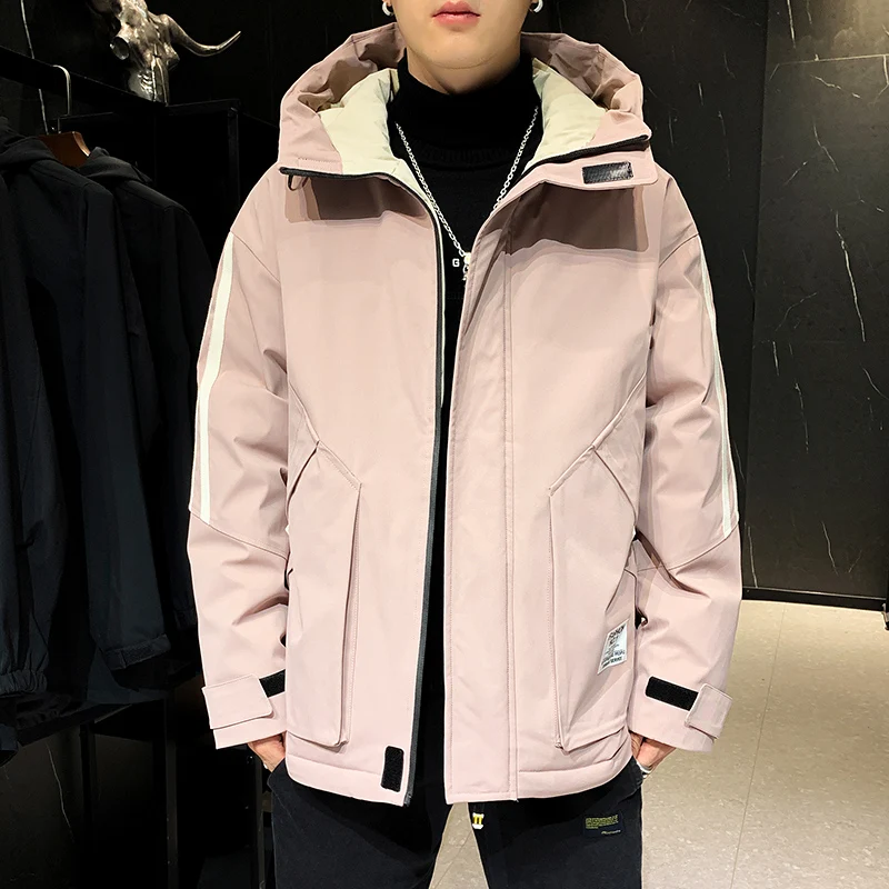 2021 New Men Hooded Parkas Jacket Outdoor Casual Warm Parka Coats Male Winter Thicken Windproof Mens Down Cotton Clothing Trendy