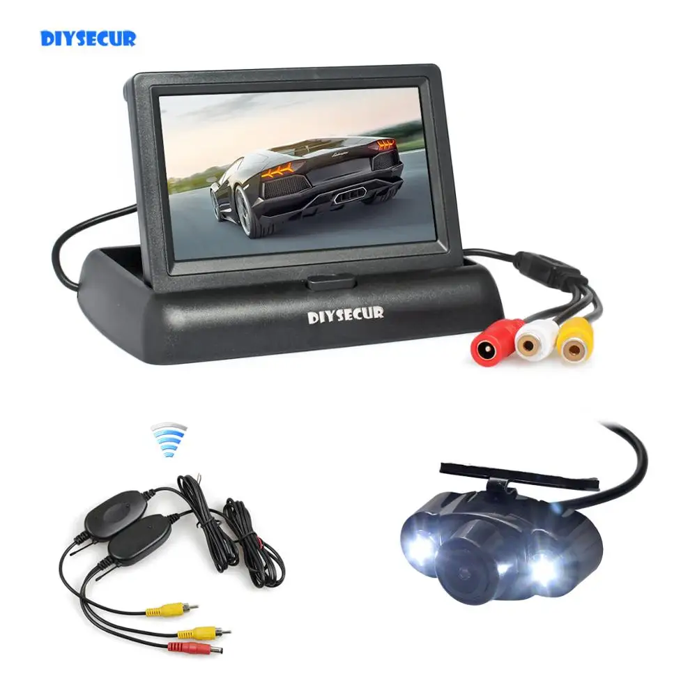 

DIYSECUR Wireless 4.3" Car Reversing Camera Kit Back Up Car Monitor LCD Display HD LED Night Vision Car Rear View Camera