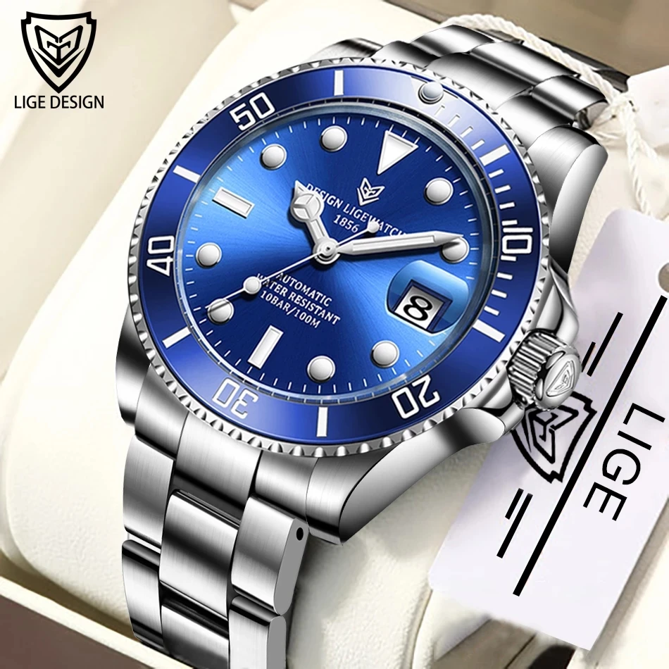 

2022 LIGE Watch Men Automatic Mechanical Tourbillon Clock Fashion Sapphire Glass 316L Steel 100 Waterproof Watches Mens Movement