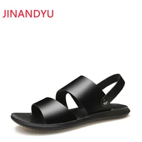 mens sandals genuine leather beach shoes mens roman sandals for men high grade black comfy summer shoe sandalet man slippers