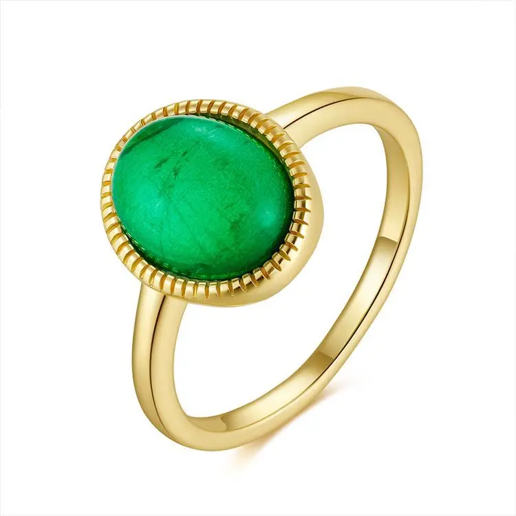 

Green classic plain ring ring retro temperament women's jewelry