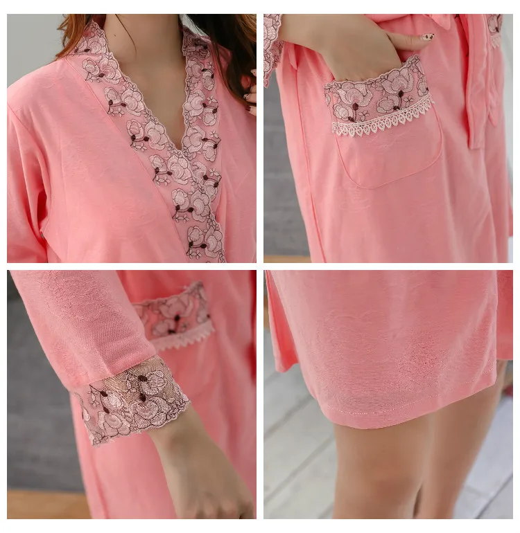 Осенняя Сексуальная женская ночная рубашка размера плюс новая пижама с длинным