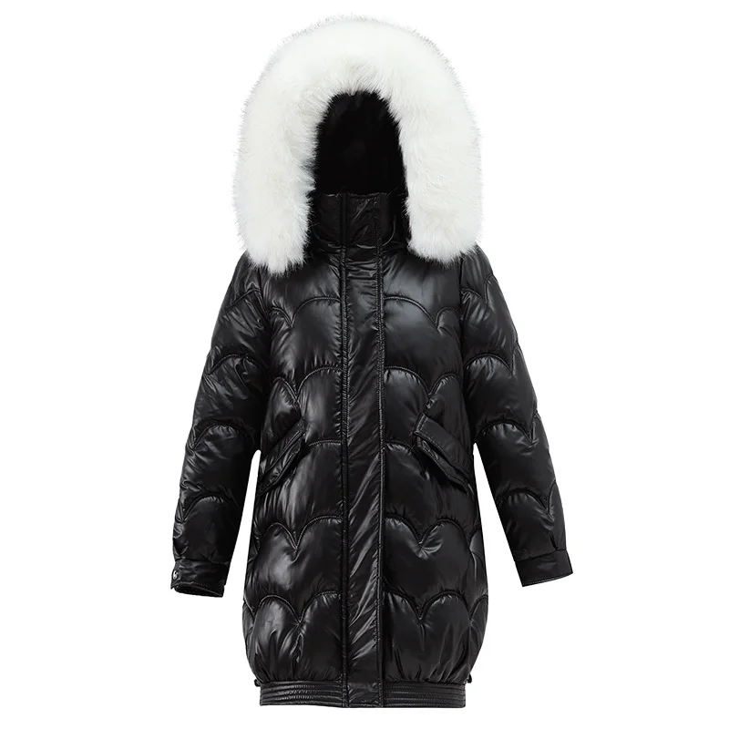 Shiny And Colorful Mid-Length Jacket Women Winter 2022 New Parka Korean Fashion Loose And Thick Cotton Female Jacket TYJTJY