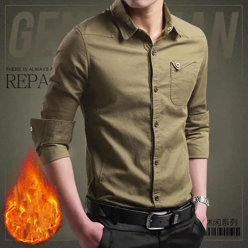 Мужская Новая теплая рубашка осень и зима горячая Распродажа длинный рукав