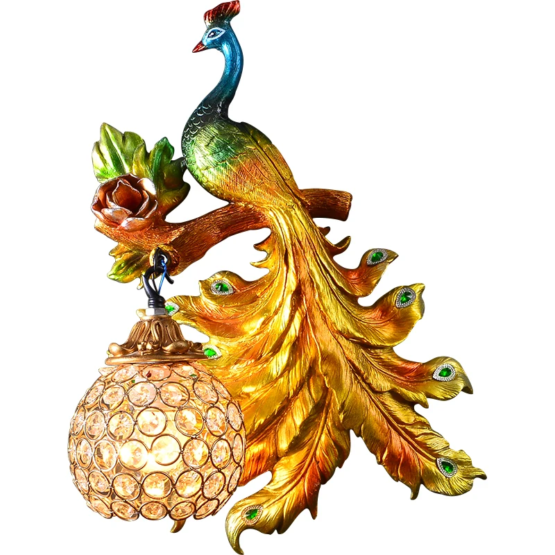 

Nnordic Peacock LED Wall Lamp Modern Art Creative Resin Sconce for Living Room Industrial Indoor Decor Corridor Wall Sconce Lamp