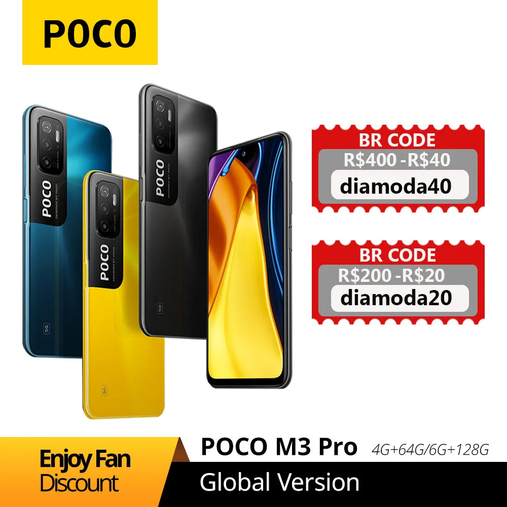 Poco m3 pro 5g versão global nfc smartphone 4 + 64/6 + 128 dimensão 700 octa núcleo 90hz fhd + dotdisplay 5000mah 48mp câmera tripla