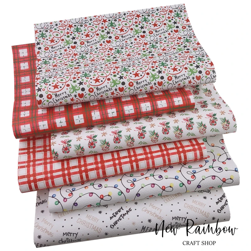 Новинка листы из искусственной кожи с рисунком радуги 30x22 см в красную клетку