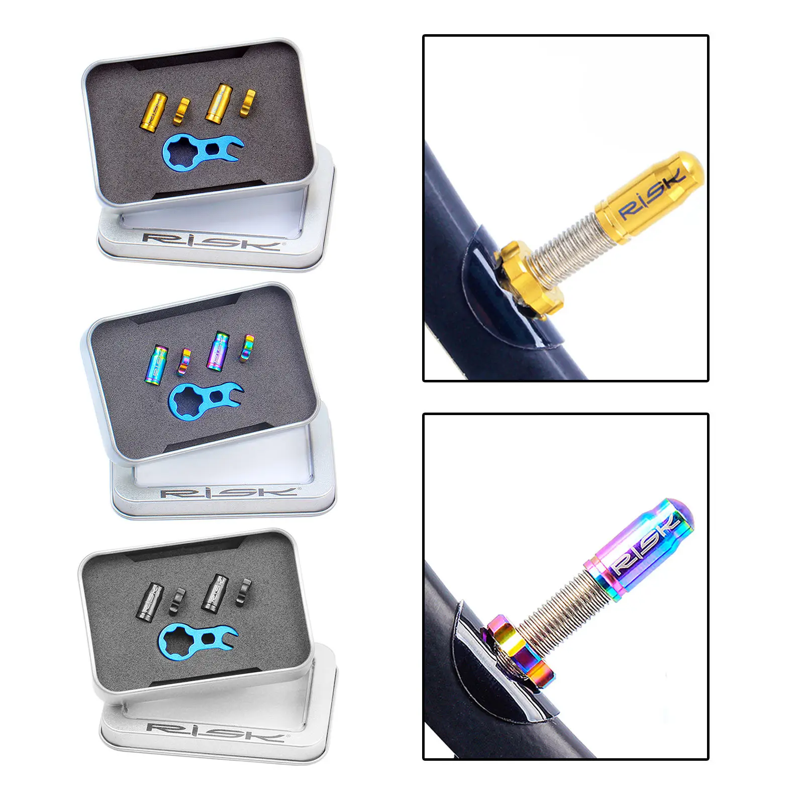 

2Pcs Presta Valve Dust Covers Titanium Alloy Tyre Stem Cover Repair Tools Small Size French Presta Valve Cover for Road Bikes