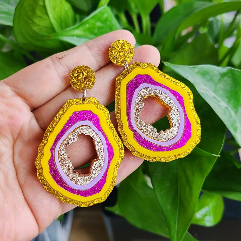 

New Imitation-dyed Rock Texture Heterogeneous Oval Wind Funny Earrings Women earrings