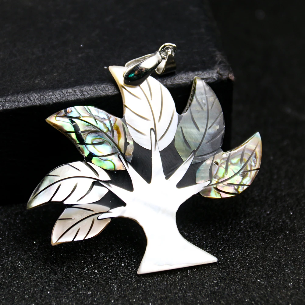 

Handmade Natural Abalone Pendant Rainbow Branch Tree of Life Leaf Charms Necklace Mother of Pearl Shell Pendants Jewelry Making