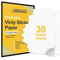 30 sheets a4 pvc vinyl paper glossy for epson canon hp inkjet printer white paper label self adhesive diy pattern logo sticker