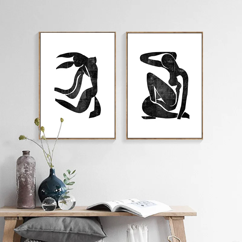 Абстрактный Женский художественный постер Matisse на холсте черный белый