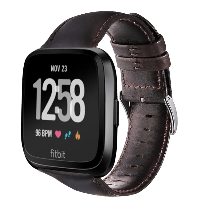 Прочный кожаный браслет ремешок для Fitbit Versa фитнес Браслет женские мужские Смарт