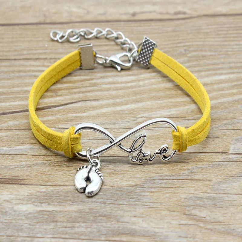 Браслет с подвеской Бесконечность Любовь двойная нога замша кожа регулируемые