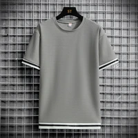 sports mens t shirt summer men and women stitching striped t shirt solid color t shirt street clothing men and women t shirt