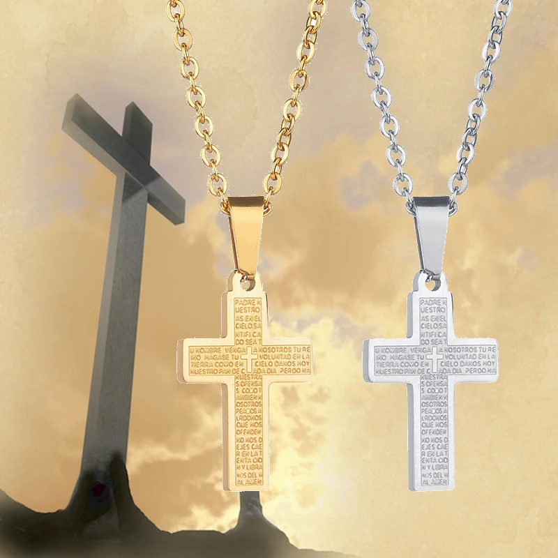Цепочка с кулоном в виде Креста Иисуса из нержавеющей стали 2 цвета | Украшения и