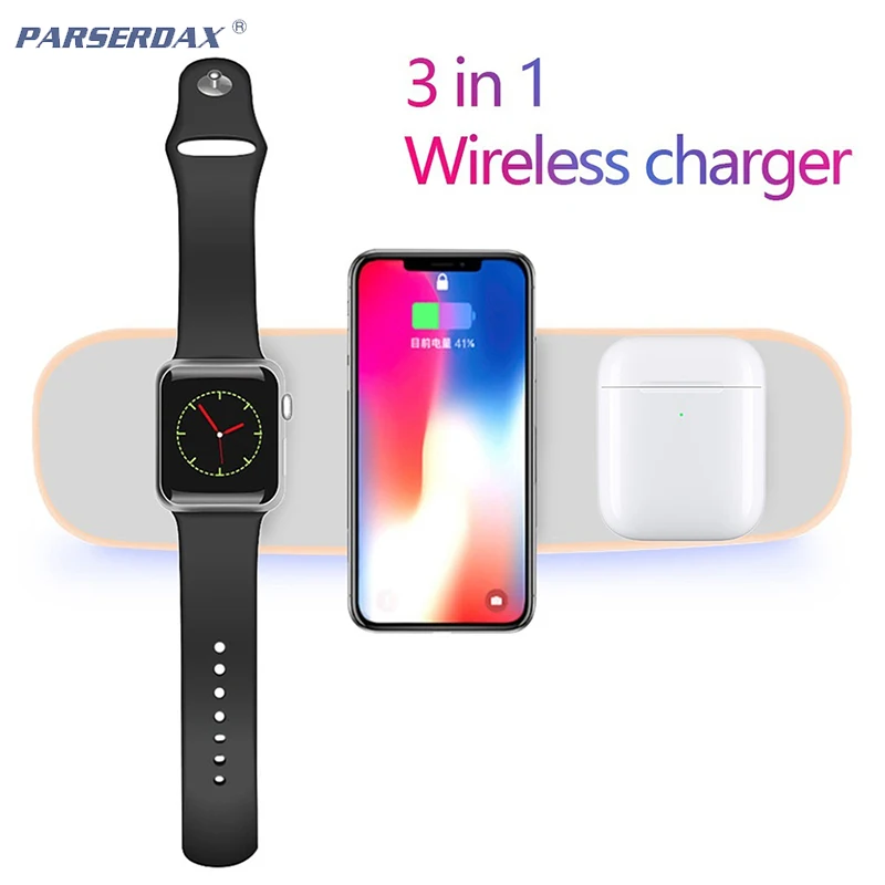 3 в 1 беспроводная зарядная панель Airpower для iPhone 11 Pro XS XR samsung huawei Xiaomi Phone Qi