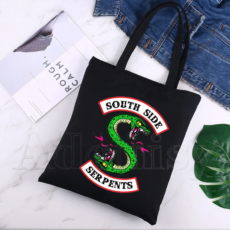 

Riverdale New Arrives Art Canvas Bag Totes Simple Print Shopping Bags Girls Life Casual Pacakge Black