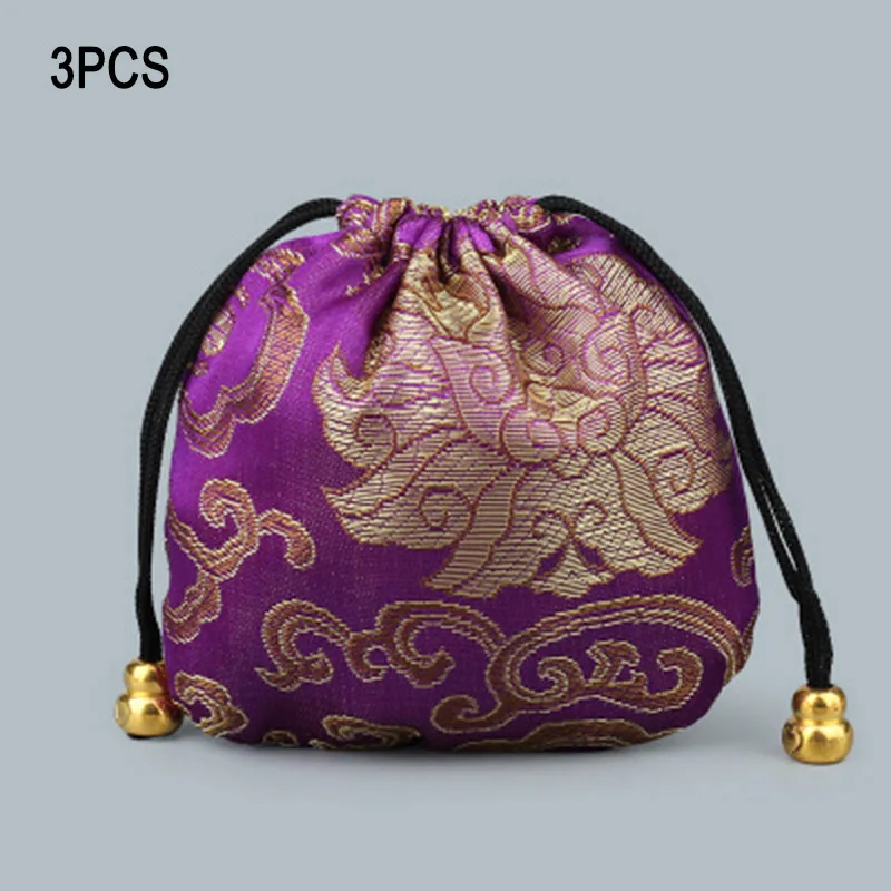 

3Pcs/Set Brocade Jewelry Pouch Bag Drawstring Coin Purse Gift Bags Best Sale-WT
