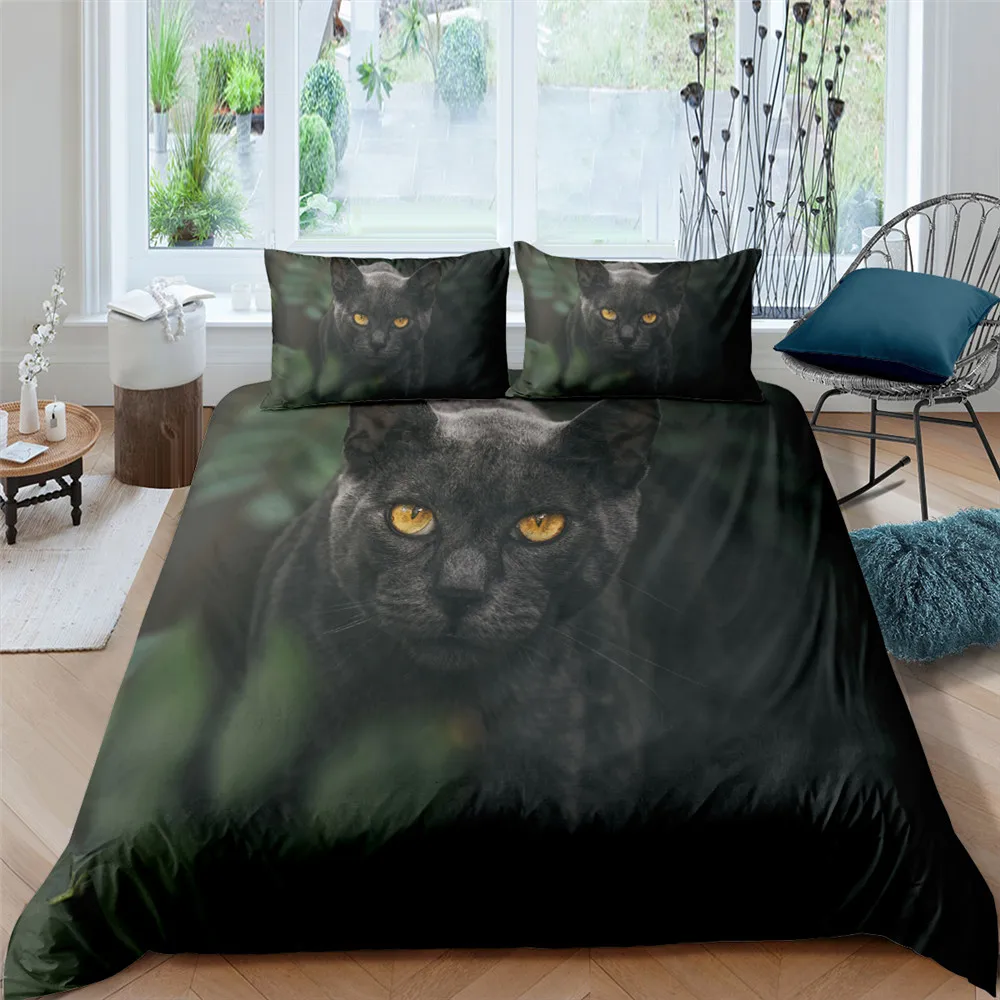 

Cute Cats Bedding Set Queen 3D Animal Printed Duvet Cover Bedclothes 2/3pcs Home Textiles Luxury Bedspread