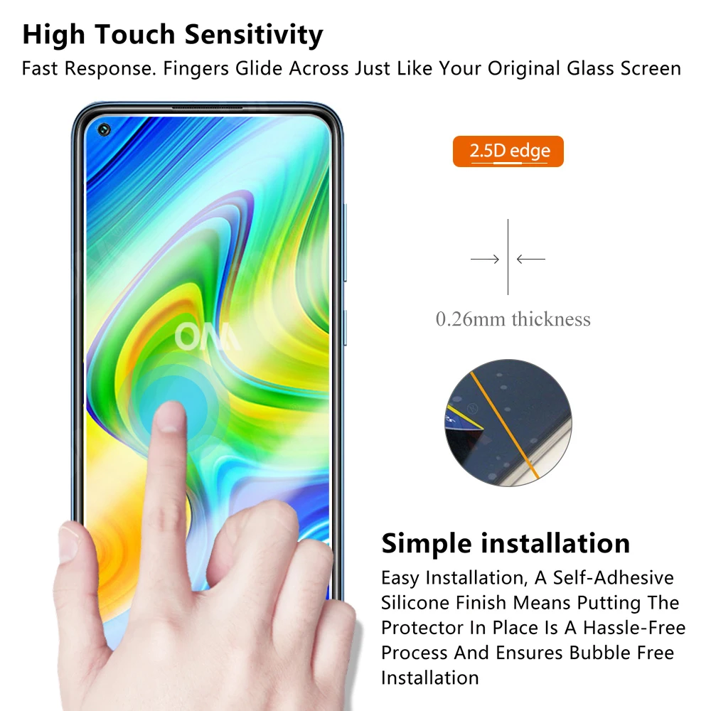 3 шт закаленное стекло для Xiaomi Redmi Note 9 9S Защита экрана 6 53 Защитная стеклянная