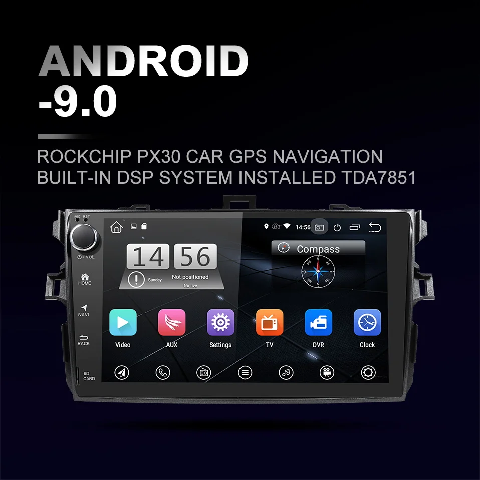 Uniway android 9,0 автомобильный dvd для toyota corolla 2008 2007 2009 2010 2011 2012 автомобильный проигрыватель с радио и GPS головное устройство навигация Мультимедиа