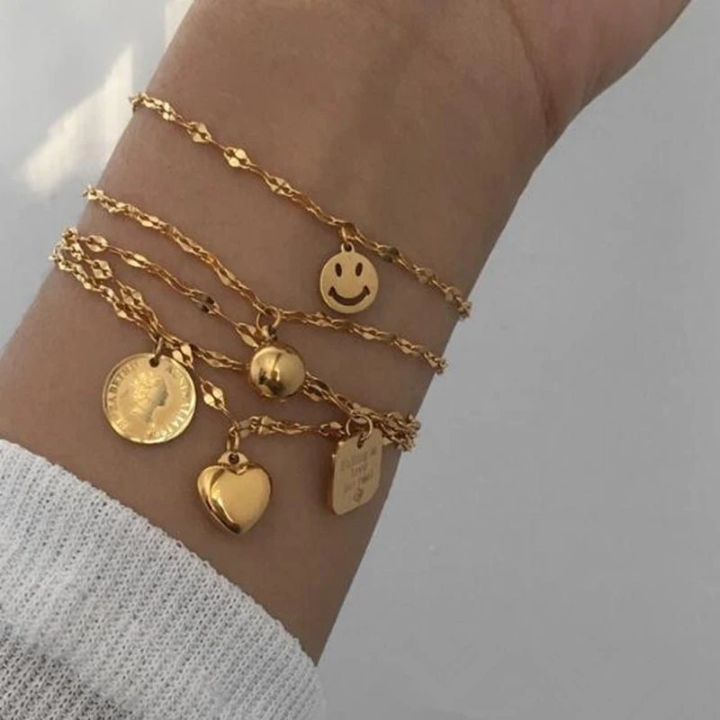 GHIDBK изящная королева монета с портретом Подвесные Браслеты из нержавеющей стали