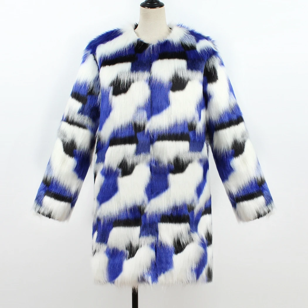 Новинка 2019 года большие длинные куртки из искусственного меха Повседневная