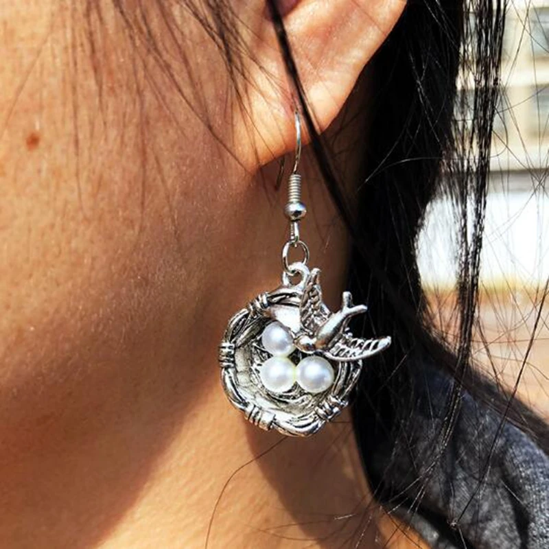 Симпатичные бронзовые украшения в виде птицы стиле стимпанк висячие серьги и