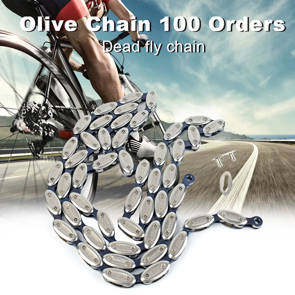 

Bicycle Chain 100 Link Single Speed Olive Chain Fixed Gear Bicycle Mountain Bike Road Bicycle Chain Belt Parts Magic Buckle