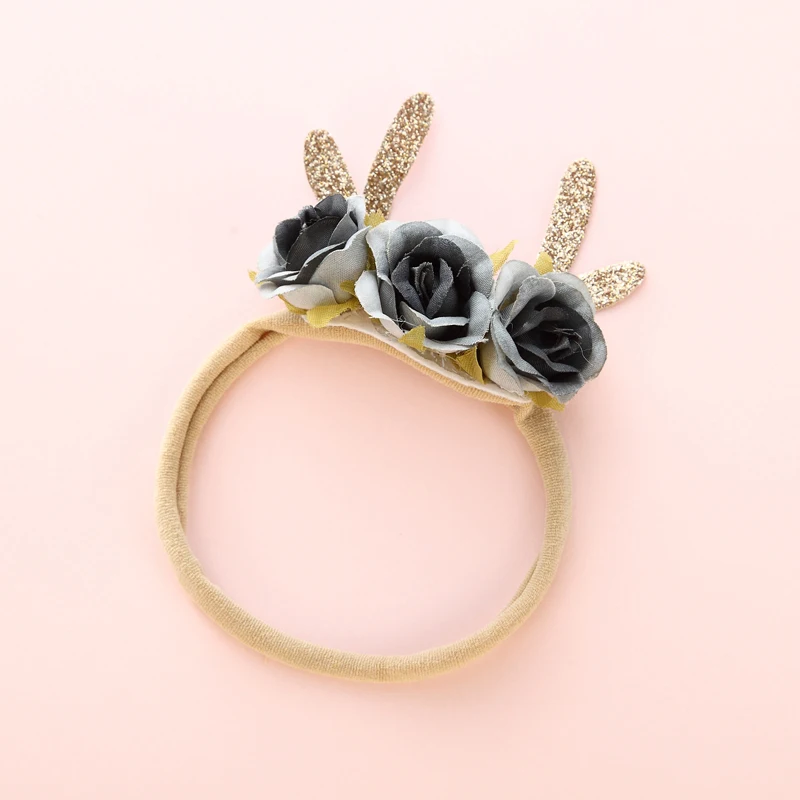 1pcs Nylon Baby Headband Deer Antler Flower Headbands Christmas Hair Band For Girls Cute Soft Elestic Accessories | Детская одежда и