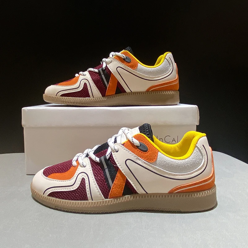 

New Colorblock retro flat sneakers women Sports Footwear Women's tennis Shoes 2021 Platform Increased All-match Student's Shoes