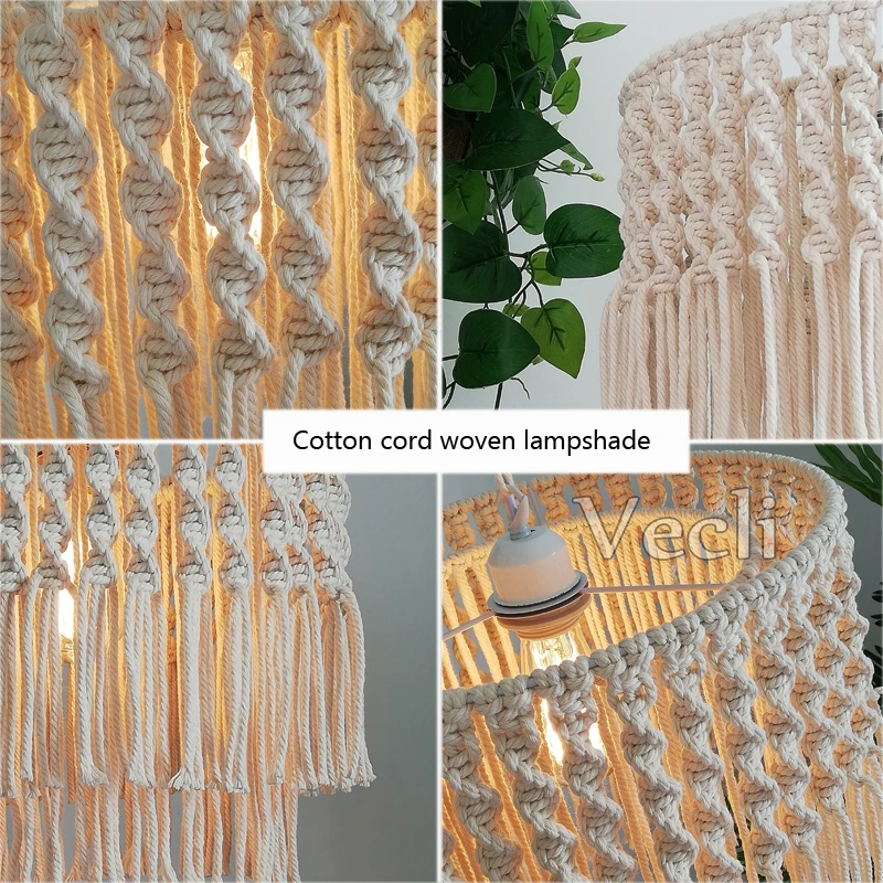 

Modern Cotton Rope Chandelier Dining Room Balcony Living Room Pendant Lamp Creative Hanging Lamp Hand Woven Lighting Fixture