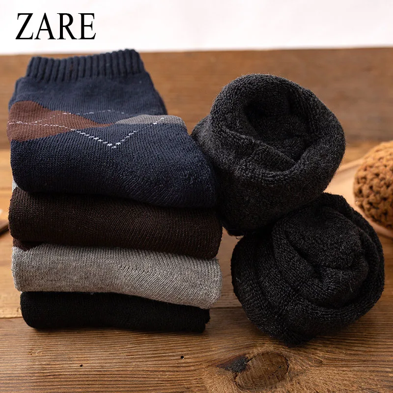 

ZARE 10 Pairs Winter Men's Cotton Socks Black Business Soft Wool Solid Color Breathable Summer Male Socks Plus Size NO.4