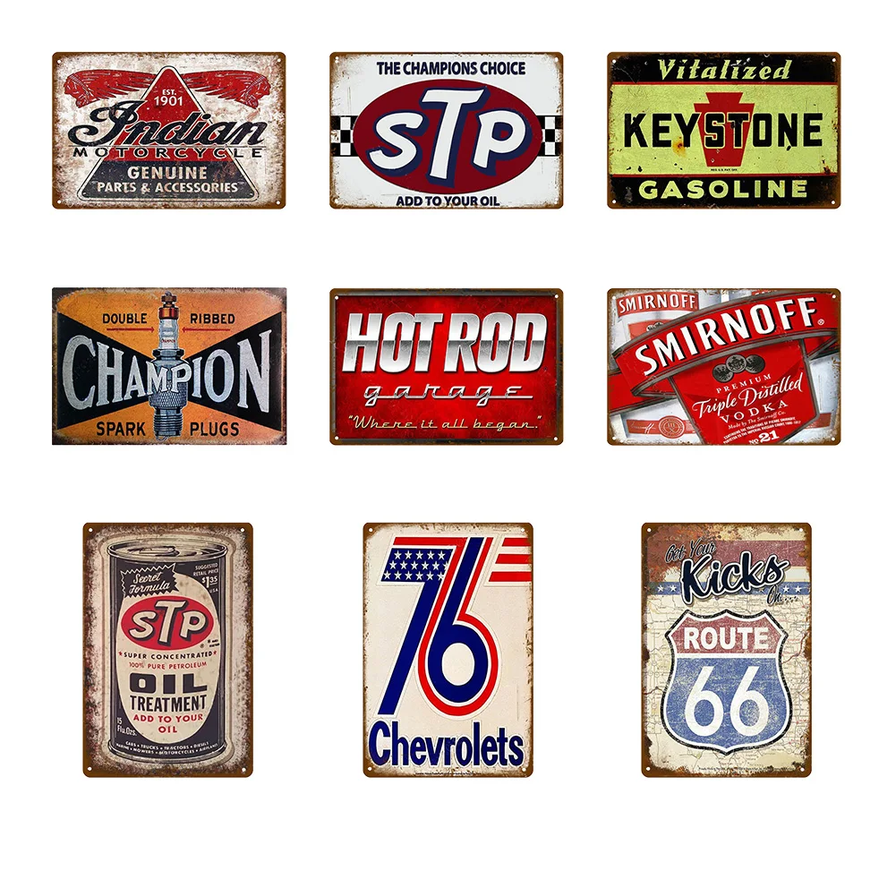 

Vintage Metal Tin Sign Petroleum Brand Plaque Retro Letter Posters Metal Wall Art Home Bar Garage Decorative Plates